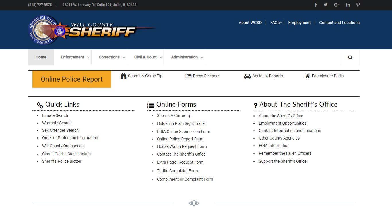 Will County Sheriff's Office Homepage - WC Sheriff's Office
